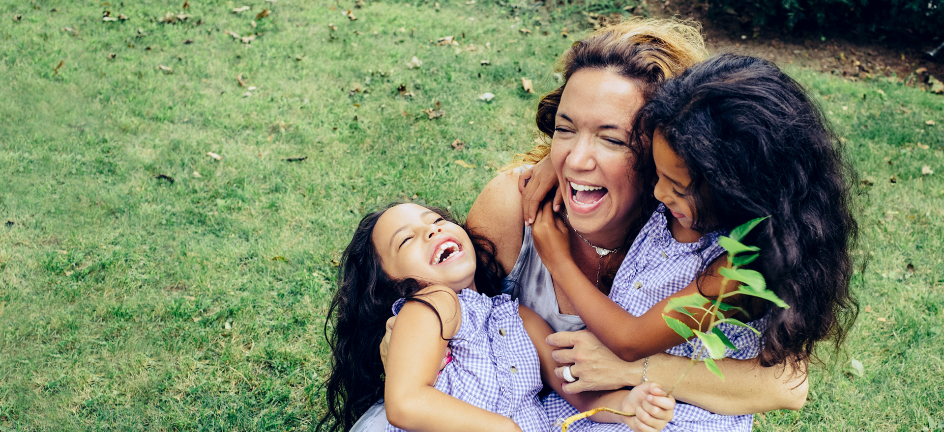 Mother playing with her kids