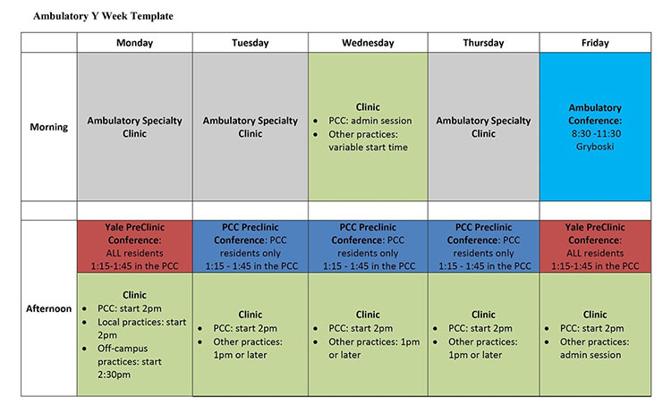 MAH Outpatient Training Schedule Week Y